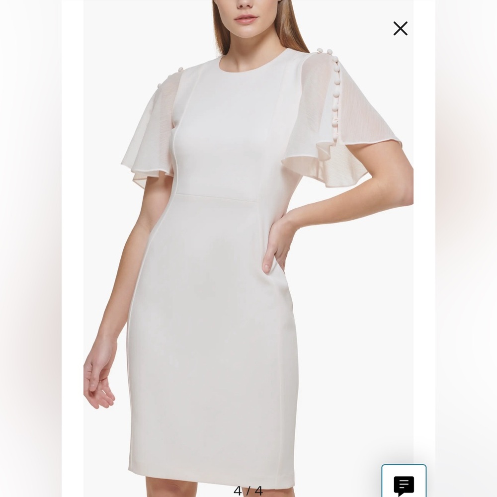 NWT Calvin Klein Chiffon flutter sleeve dress - size - 2